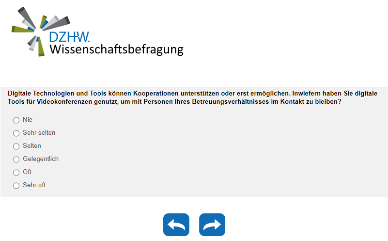 Inwiefern haben Sie digitale Tools für Videokonferenzen genutzt, um mit Personen Ihres Betreuungsverhältnisses im Kontakt zu bleiben?