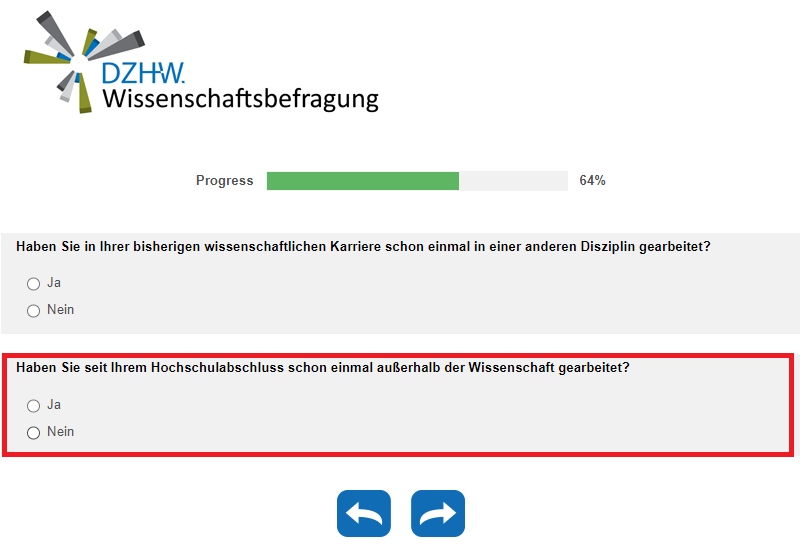 Haben Sie seit Ihrem Hochschulabschluss schon einmal außerhalb der Wissenschaft gearbeitet?