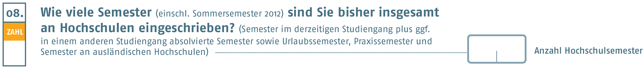 For how many semesters (incl. Summer Semester 2012) have you been enrolled at the university in total?