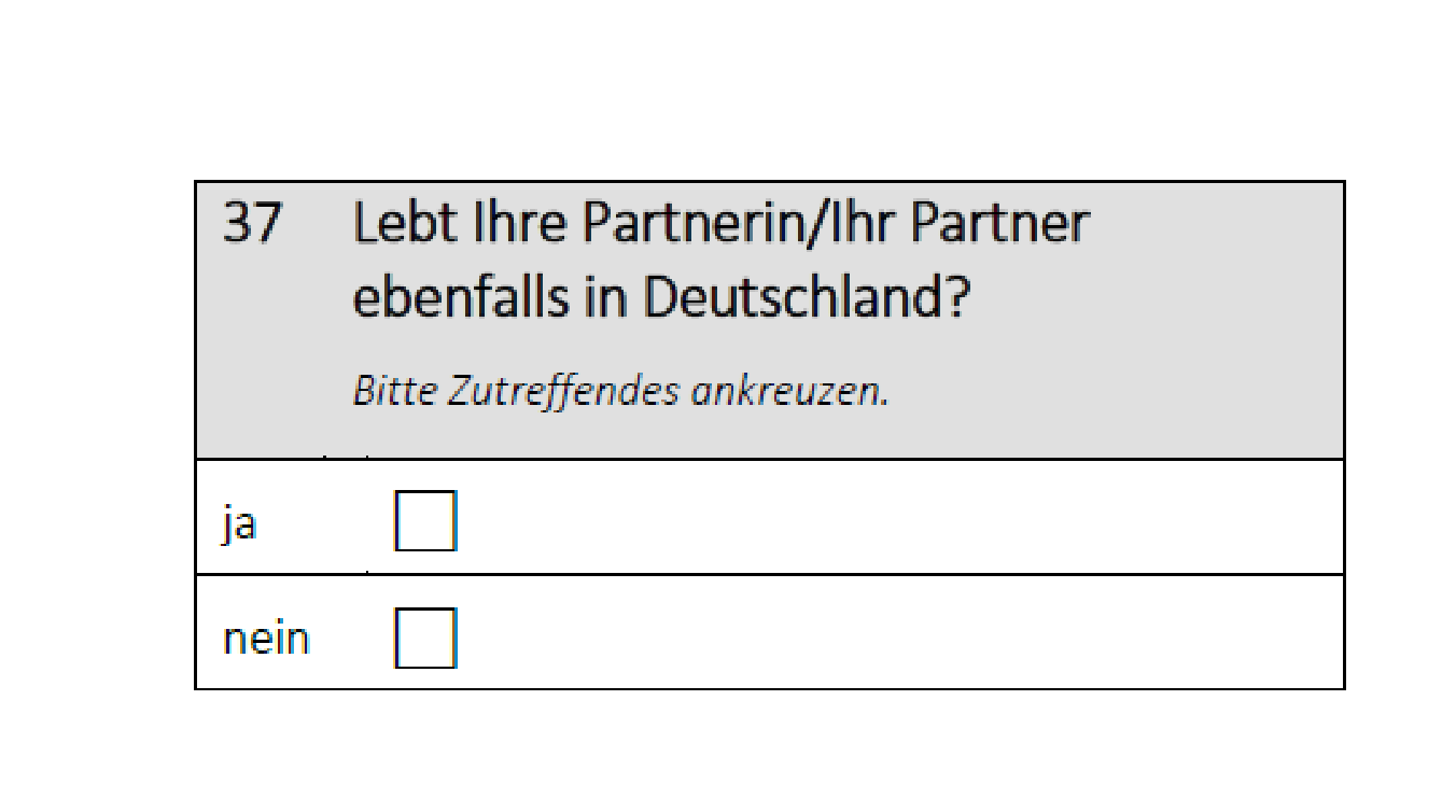 Lebt Ihre Partnerin/Ihr Partner ebenfalls in Deutschland?