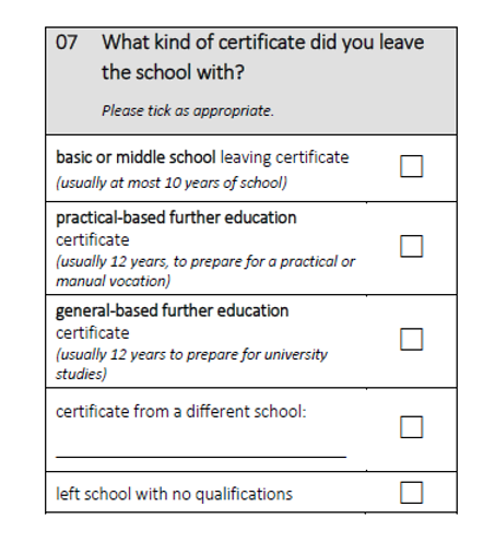 What kind of certificate did you leave the school with?